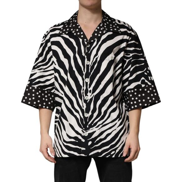 Dolce & Gabbana Black White Zebra ButtonDown Oversize Men's Shirt
